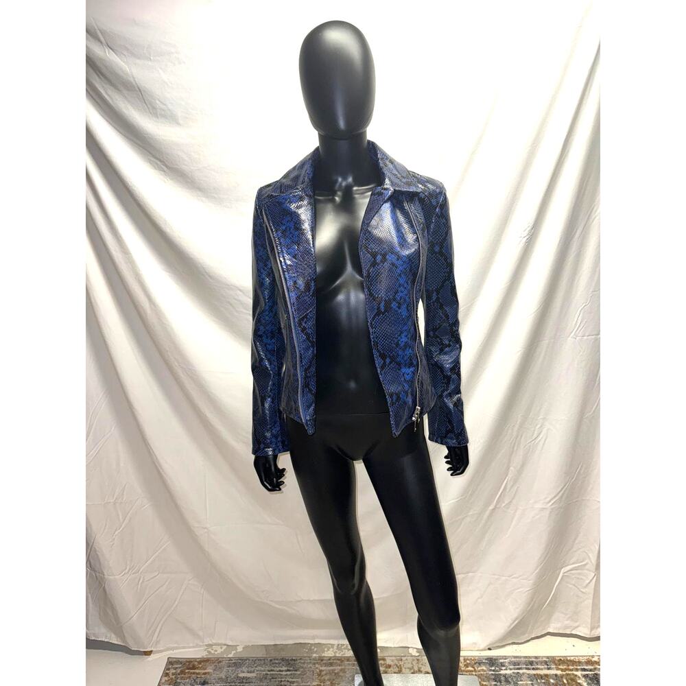 Amen Italy Snake-Print Shearling Biker Jacket – NWT – Size 2/XS - Picture 5 of 15